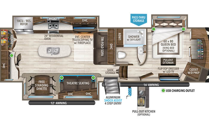 Solitude 345GK floor plan diagram.